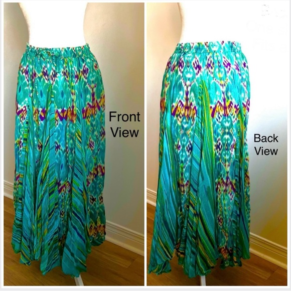 Vintage boho artsy fanning with lines & modern patterns maxi skirt - Picture 14 of 14
